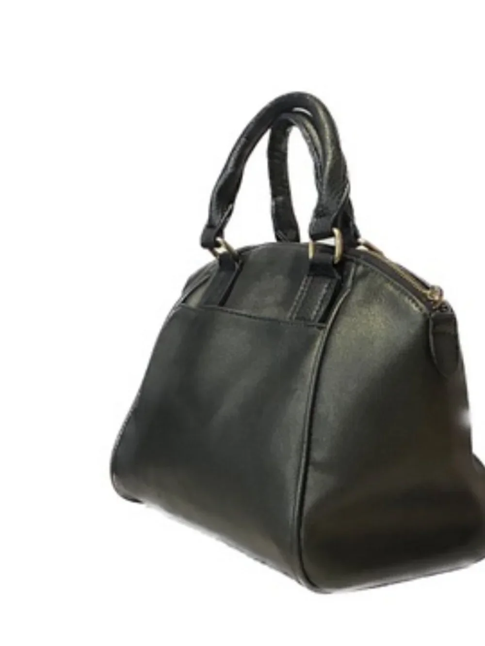 Juicy Couture Black Faux Leather Dome Satchel Bag Bowler Gold Hardware 9.5
